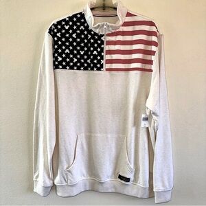 NWT Disney USA Flag Sweatshirt 1/4 Zip Mock Neck USA Mickey Mouse Stars 1XL